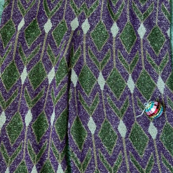 Dixie Metallic Wide Leg Pants Disco 70s 80s Purple Green Gold S Italy - Picture 9 of 13